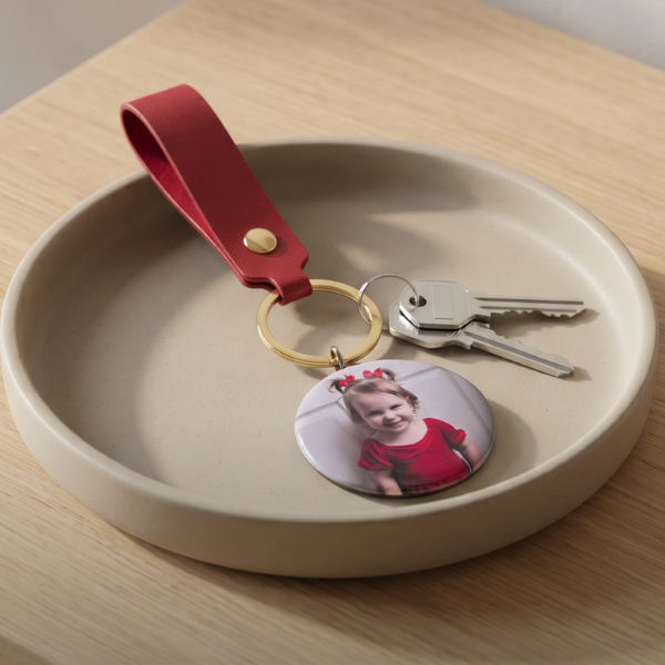 Custom Photo Leather Keychain