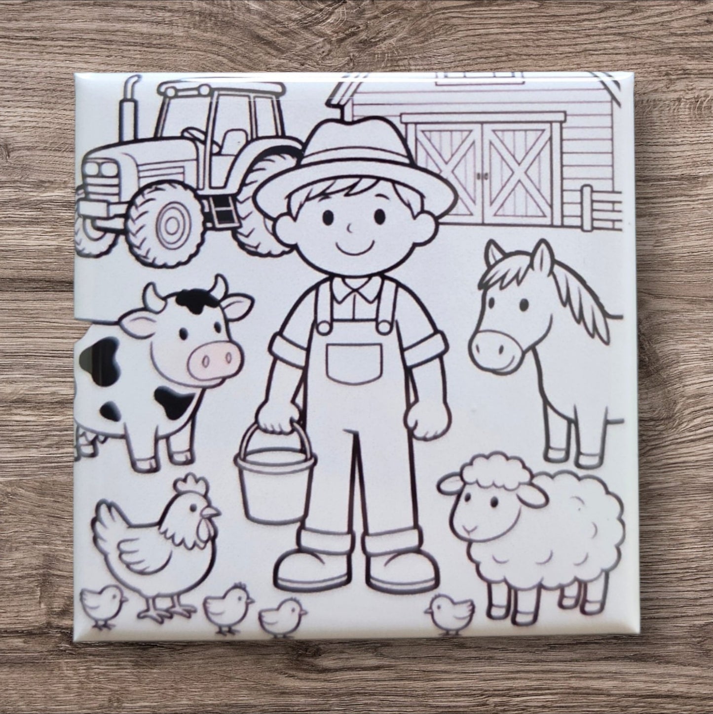 Dry Erase Coloring Magnets- Farmer