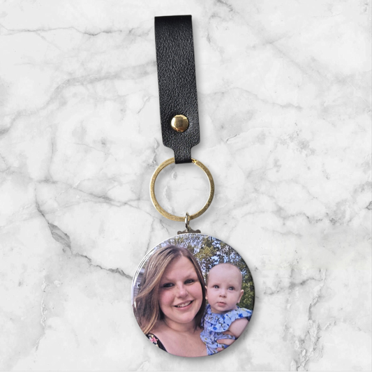 Custom Photo Leather Keychain