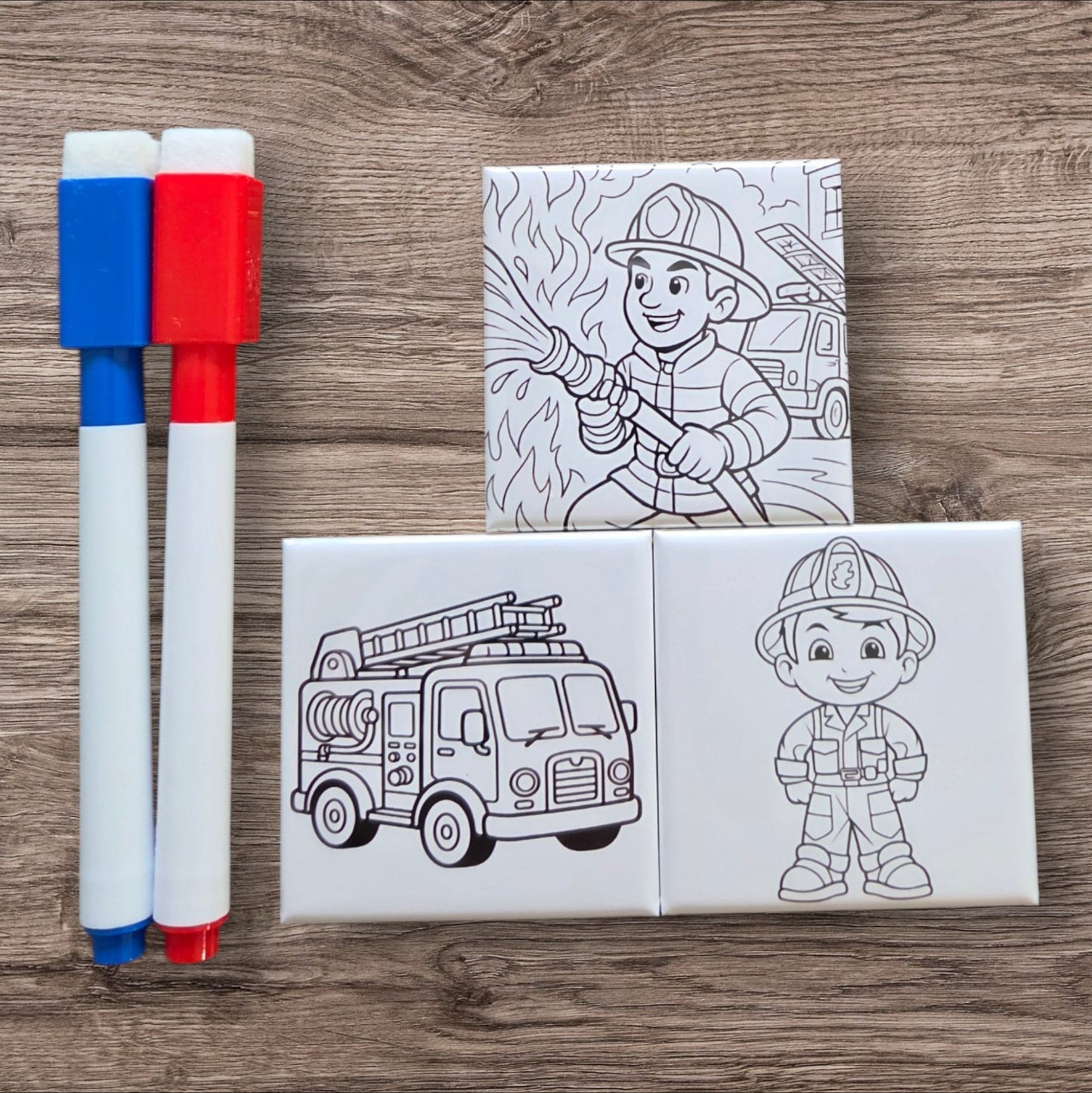 Dry Erase Coloring Magnets- Firefighter