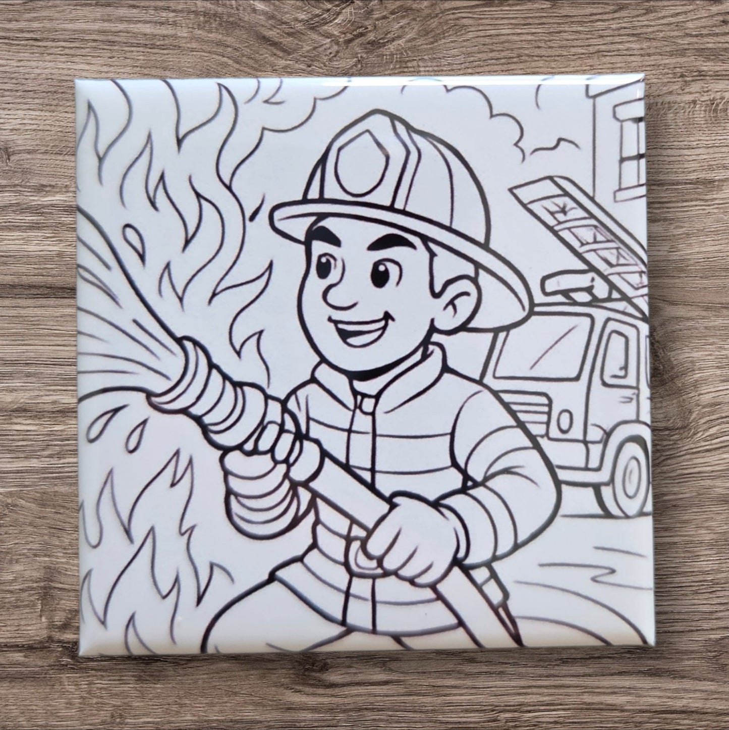 Dry Erase Coloring Magnets- Firefighter