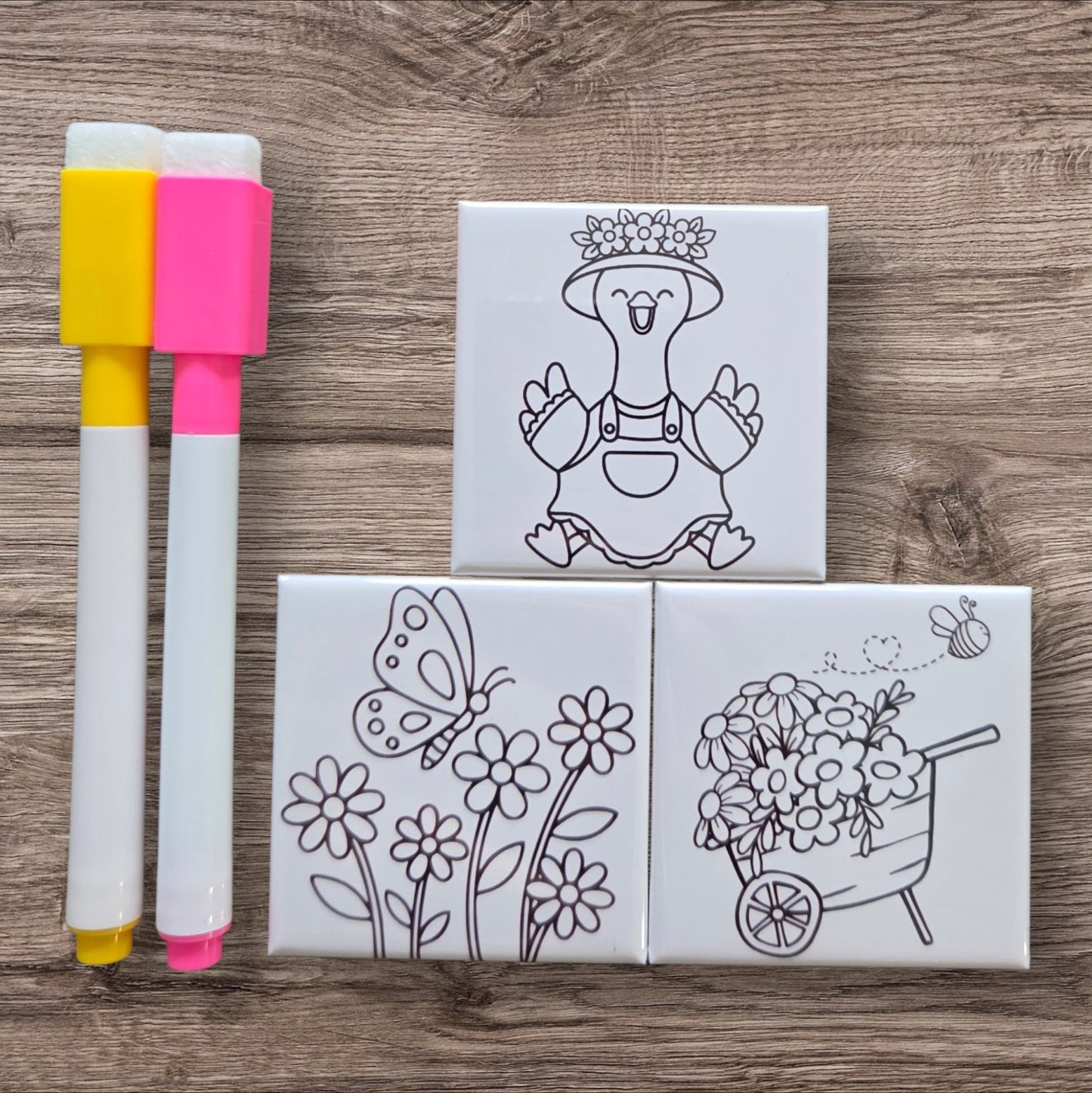 Dry Erase Coloring Magnets- Flowers