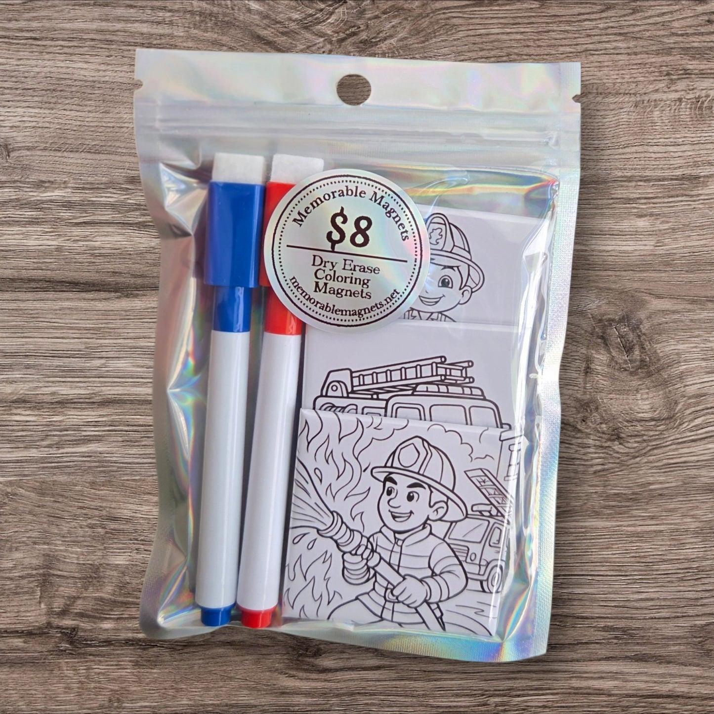 Dry Erase Coloring Magnets- Firefighter