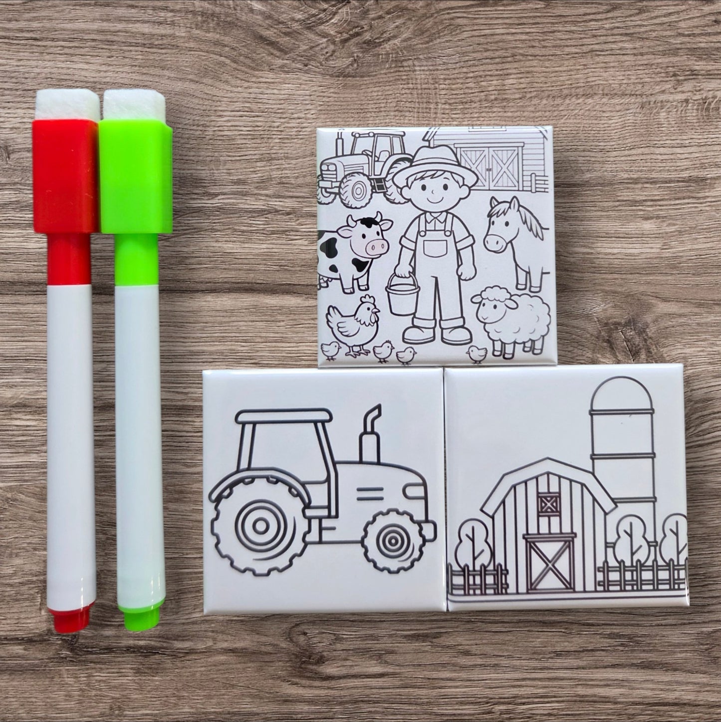 Dry Erase Coloring Magnets- Farmer