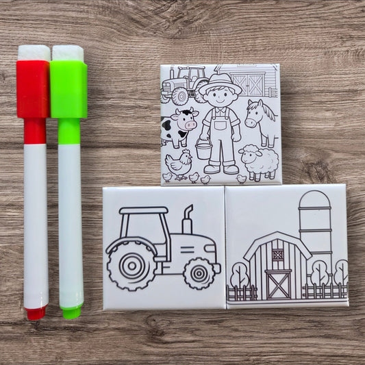 Dry Erase Coloring Magnets- Farmer